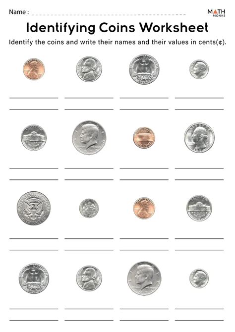 Coin Identification Worksheet