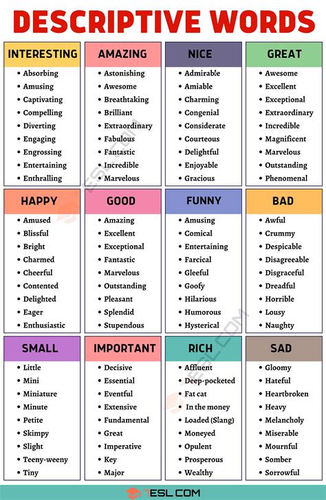 Descriptive Words L