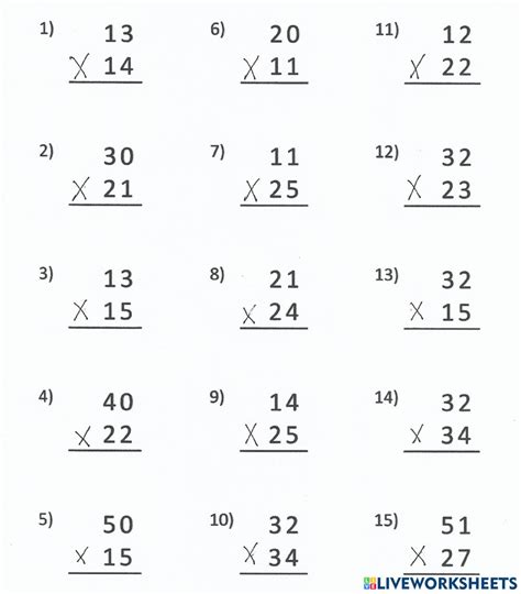 Multiplication Worksheet 2 Digits