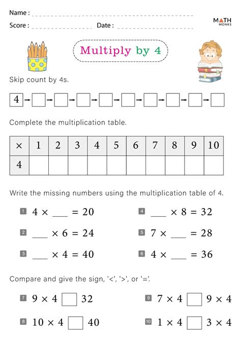 Multiply By 4 Worksheet