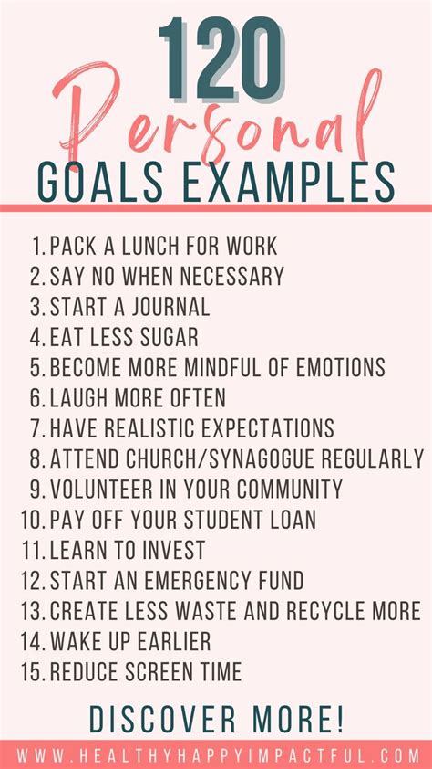 Personal Goals Examples