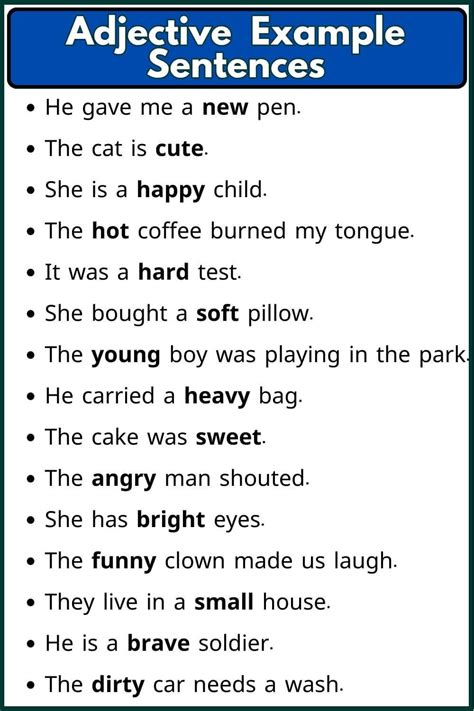 Sample Sentences Using Adjectives