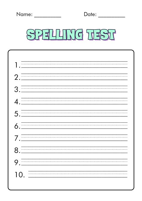 Spelling Test Template