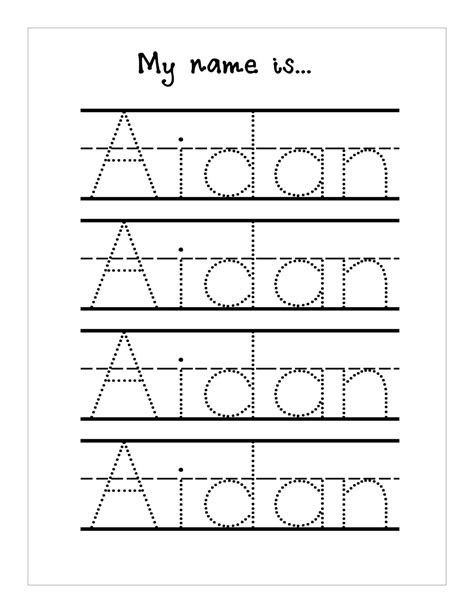 Traceable Name Worksheets