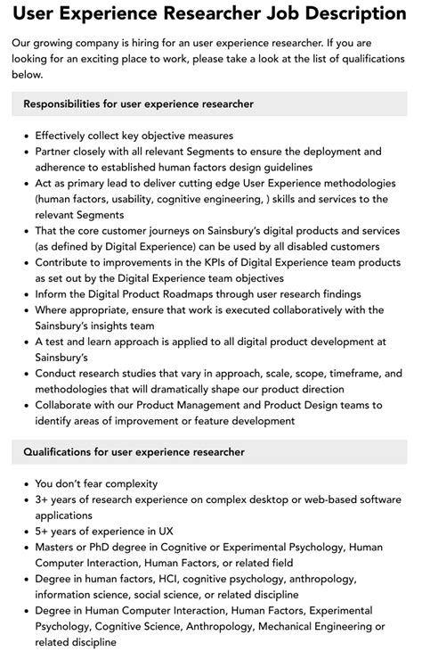 User Experience Researcher Jobs